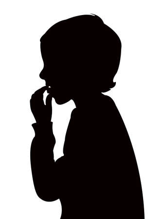 hungry child eatingのイラスト素材