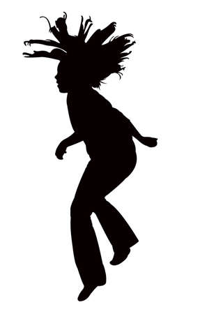 girl jumping, silhouette vectorのイラスト素材