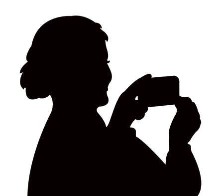lady taking photos, silhouette vectorのイラスト素材