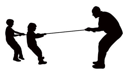 father and sons playing, silhouette vectorのイラスト素材