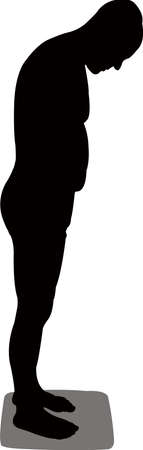 a man being weighed, silgouette vectorのイラスト素材