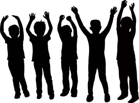 Kids, in full length, silhouette illustration.のイラスト素材