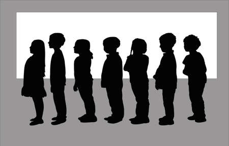 children in line, togetherのイラスト素材