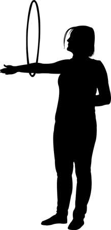 acrobat girl body, silhouette vectorのイラスト素材