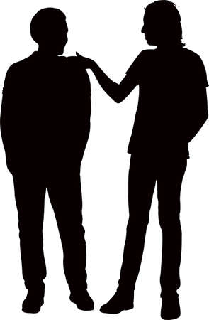 two men talking, silhouette vectorのイラスト素材