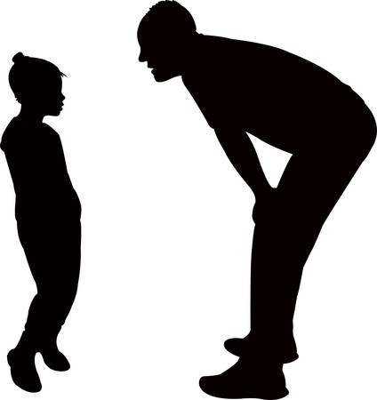 a man talking to his daughter, silhouette Vector illustration.のイラスト素材