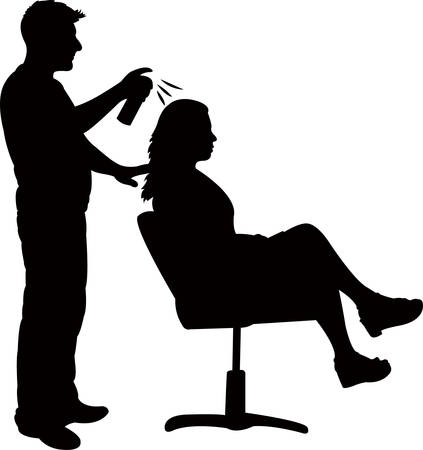 a hairdresser performing, silhouette vectorのイラスト素材