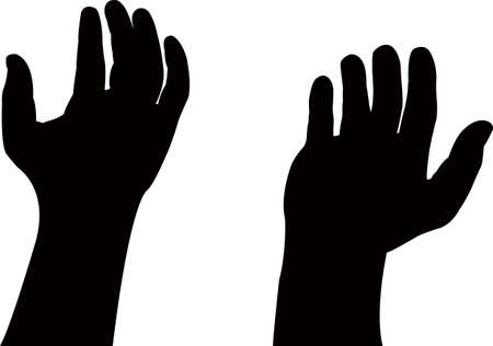a pair hands silhouette vectorのイラスト素材