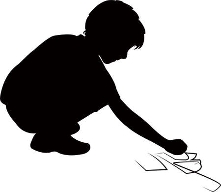 a kid body silhouette vectorのイラスト素材