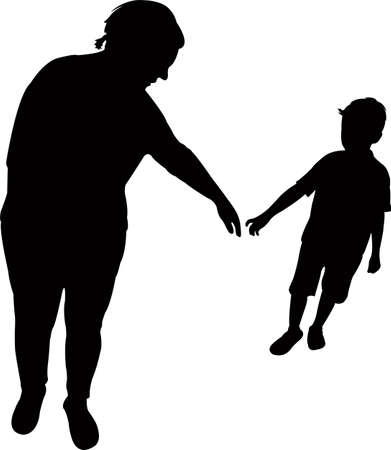Mother holding the sons handのイラスト素材