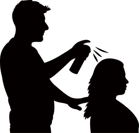 hairdresser performing, silhouette vectorのイラスト素材