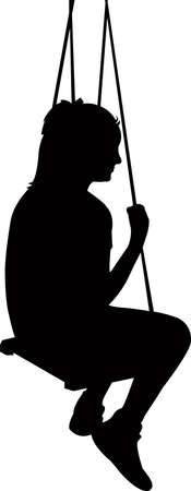 Kid swinging, silhouette vector illustration.のイラスト素材