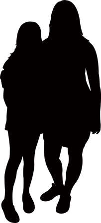 two friends together, silhouette vectorのイラスト素材
