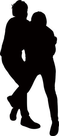 two young man fighting silhouette vectorのイラスト素材