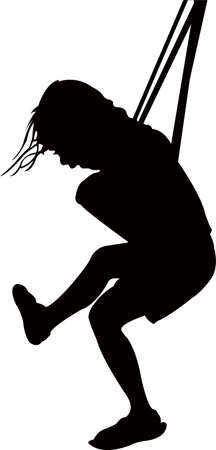 a girl swinging, silhouette vectorのイラスト素材