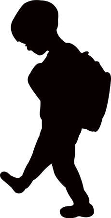 a student boy with backpack silhouette vectorのイラスト素材