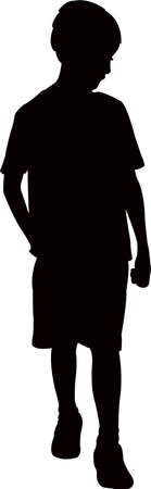 a boy walking body silhouette vectorのイラスト素材