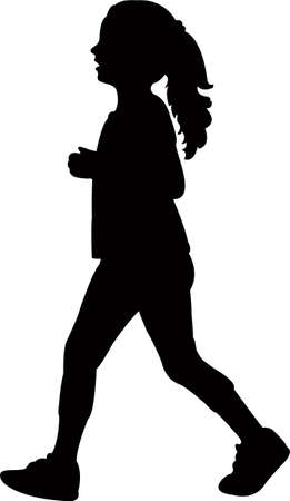 a girl walking body silhouette vectorのイラスト素材