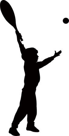 boy playing tennis silhouette vectorのイラスト素材
