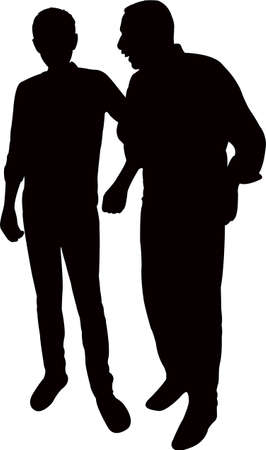 two man standing body silhouette vectorのイラスト素材