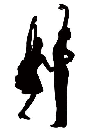 a teenager couple dancing body silhouette vectorのイラスト素材