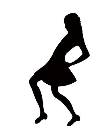 a girl dancing body silhouette vectorのイラスト素材