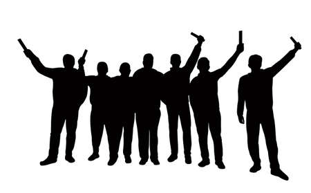 hooligans together, silhouette vectorのイラスト素材