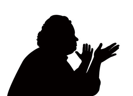 a speaking man head silhouette vectorのイラスト素材
