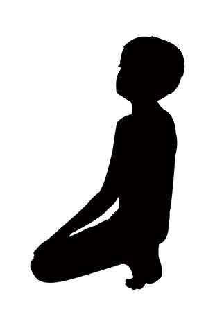 a boy sitting body silhouette vectorのイラスト素材