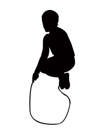 a girl jumping rope, silhouette vectorのイラスト素材