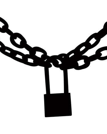chain and lock silhouette vectorのイラスト素材