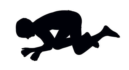 a boy lying down body silhouette vectorのイラスト素材