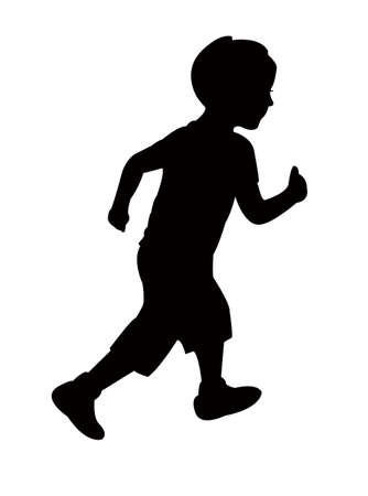 a boy running body silhouette vectorのイラスト素材