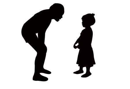 sister talking to girl, silhouette vectorのイラスト素材