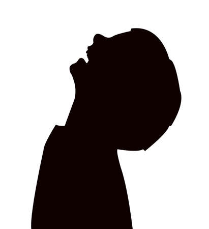 a boy head silhouette vectorのイラスト素材