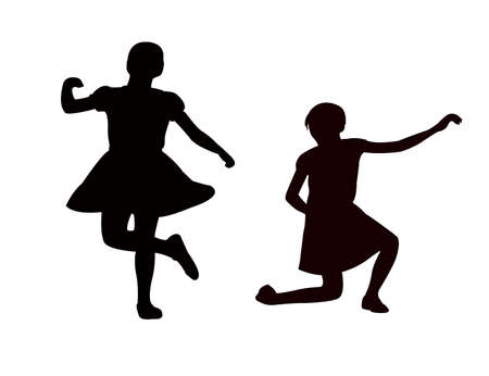 two girls dancing body silhouette vectorのイラスト素材