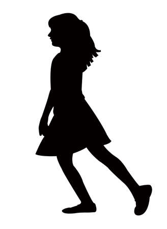 a girl walking body silhouette vectorのイラスト素材