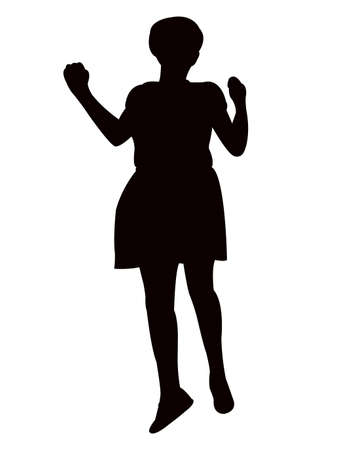 a girl jumping body silhouette vectorのイラスト素材