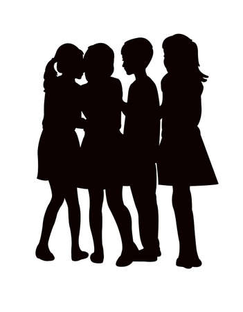 children making chat, silhouette vectorのイラスト素材