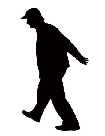 an old man walking body silhouette vectorのイラスト素材