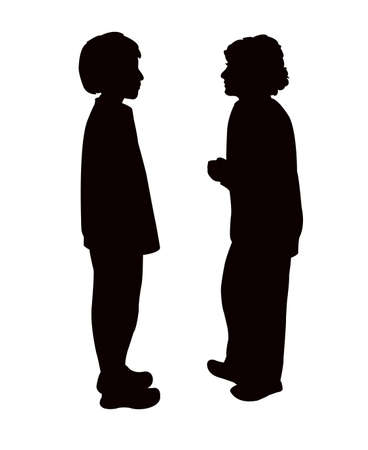 two boys making chat, silhouette vectorのイラスト素材