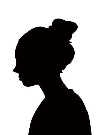 a girl head silhouette vectorのイラスト素材