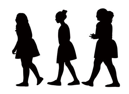 girls walking body silhouette vectorのイラスト素材