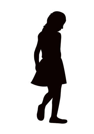 a girl walking body silhouette vectorのイラスト素材
