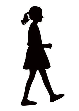 a girl walking body silhouette vectorのイラスト素材
