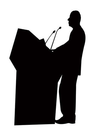 a speaker man on stage, silhouette vectorのイラスト素材