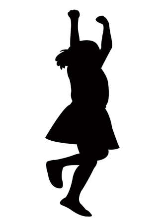 a girl jumping body silhouette vectorのイラスト素材