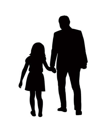 man and girl walking body silhouette vectorのイラスト素材