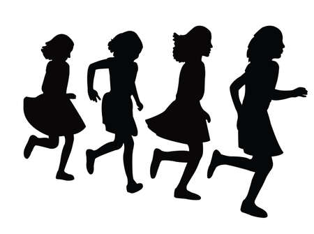 girls running body silhouette vectorのイラスト素材