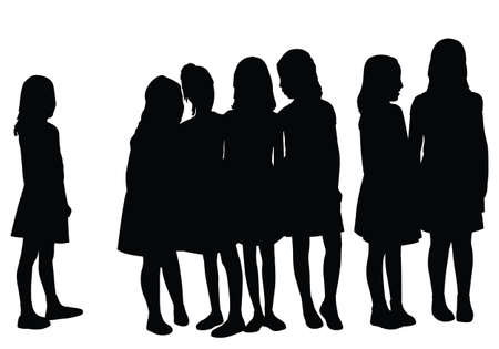 girls together, silhouette vectorのイラスト素材